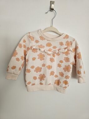 🧸2/20$ PL Baby 12M Girl Floral Ruffle Sweatshirt Sweater